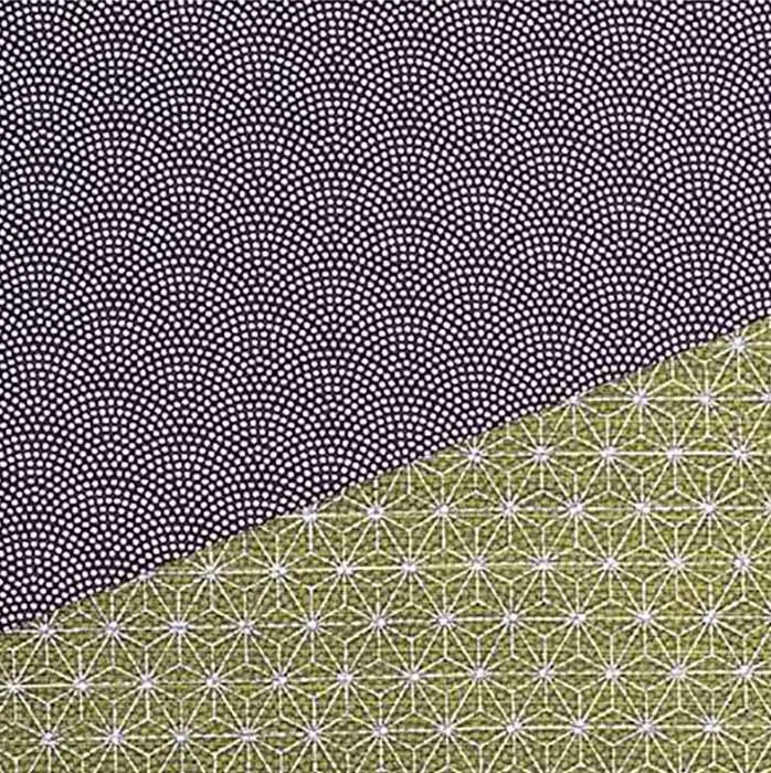 Komon - Double-Sided Dyeing - Samekomon x Asanoha (Purple x Rikyu) さざら織両面ふろしき（鮫小紋×麻葉）紫×利休 50 x 50 cm - Furoshiki (Japanese Wrapping Cloth)